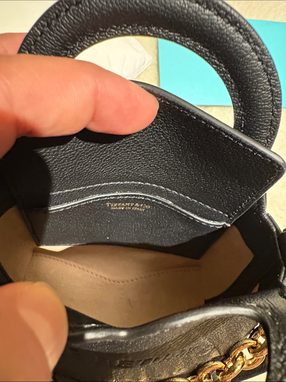 Tiffani and Co black leather mini bag removable strap - cutest designer bag- New - Picture 7 of 16
